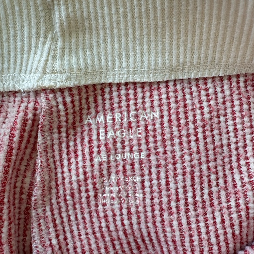 American Eagle Outfitters Pink and Cream Ribbed Lounge/PJ Set - Picture 3 of 4